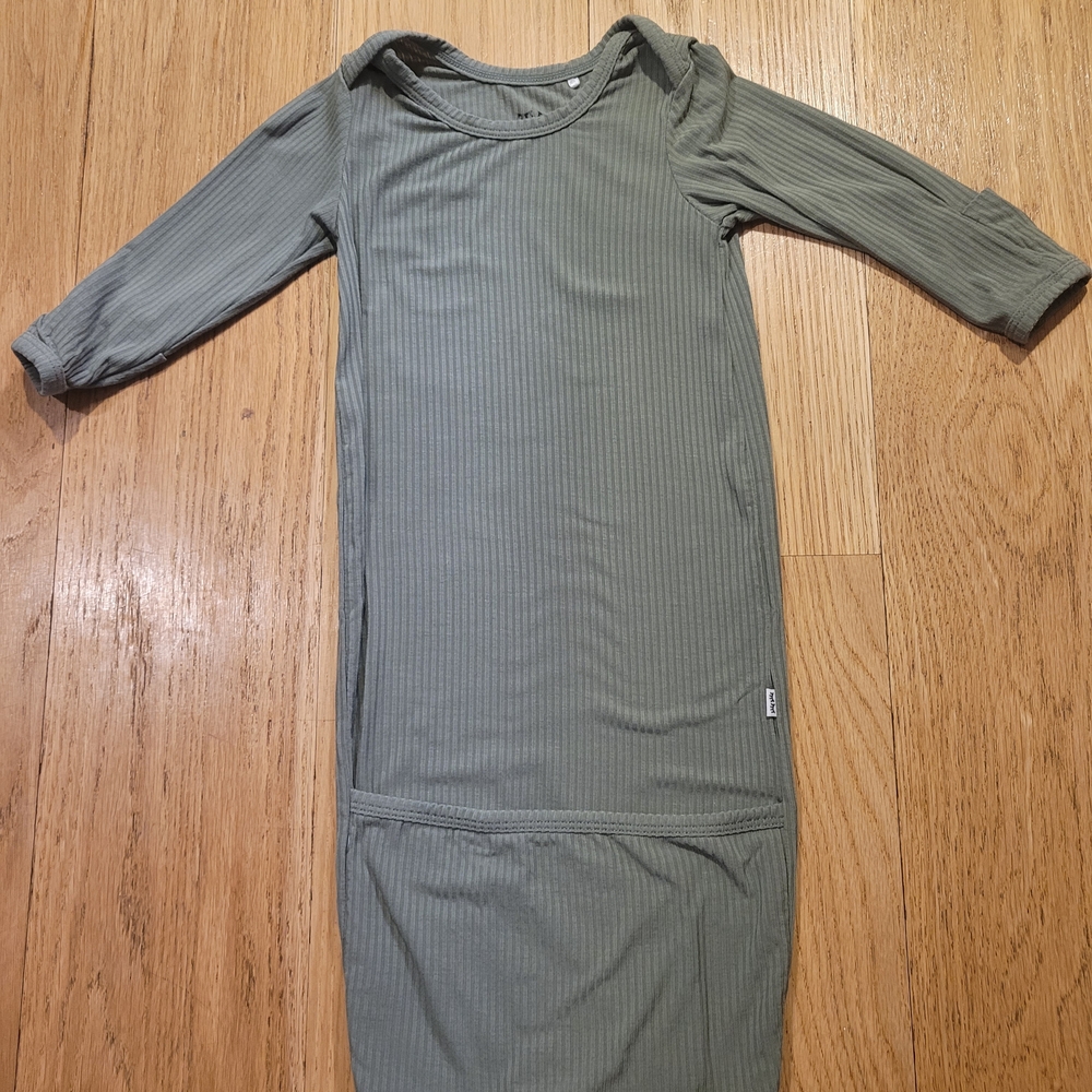 Little Sleepies Ribbed Green Infant Gown